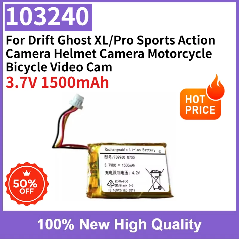 

High Quality FD9960 0700 1500mAh Battery for Drift Ghost XL/Pro Sports Action Camera Helmet Camera Motorcycle Bicycle Video Cam