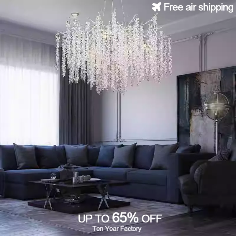

Modern Rectangular Chrome Crystal Chandelier Lighting for Dining Room Living Room Kitchen and Bedroom Ceiling Decorative Light
