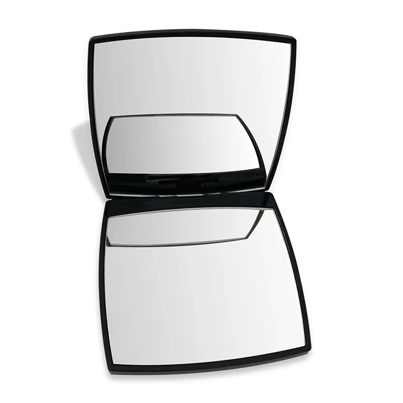 Heallor Black Mini Makeup Mirror Foldable Double Sided Female Cosmetic Mirrior Portable Travel Square Compact Pocket Girls Vanit