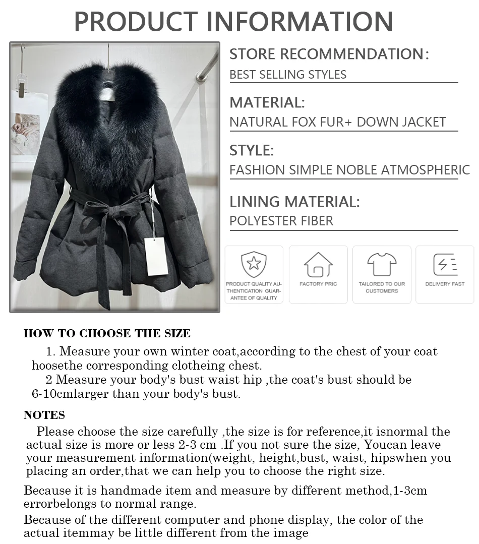 CNEGOVIK المرأة أسفل سترة مع الفراء الثعلب سترة مع الفراء الحقيقي أسفل معطف المرأة الطبيعية الثعلب الفراء طوق الشتاء أوزة ريشة #6