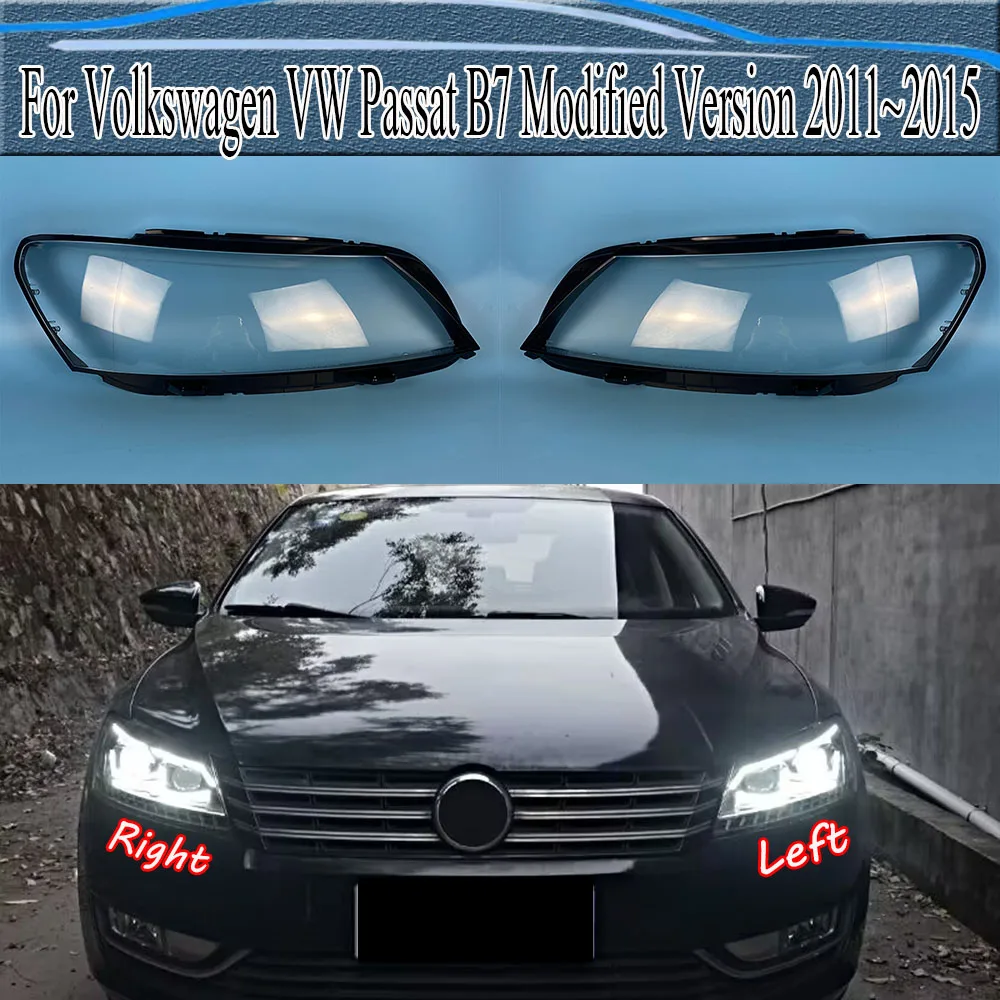 

For Volkswagen VW Passat B7 Modified Version 2011~2015 Headlight Cover Headlamp Shell Transparent Lampshade Lens Plexiglass