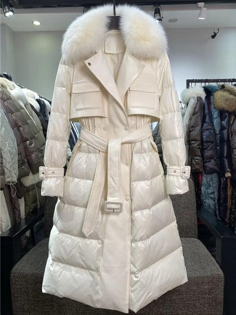 2026 Winter European Fashion Women's Down Jacket Slim Fit High Street Fox Fur Jacket