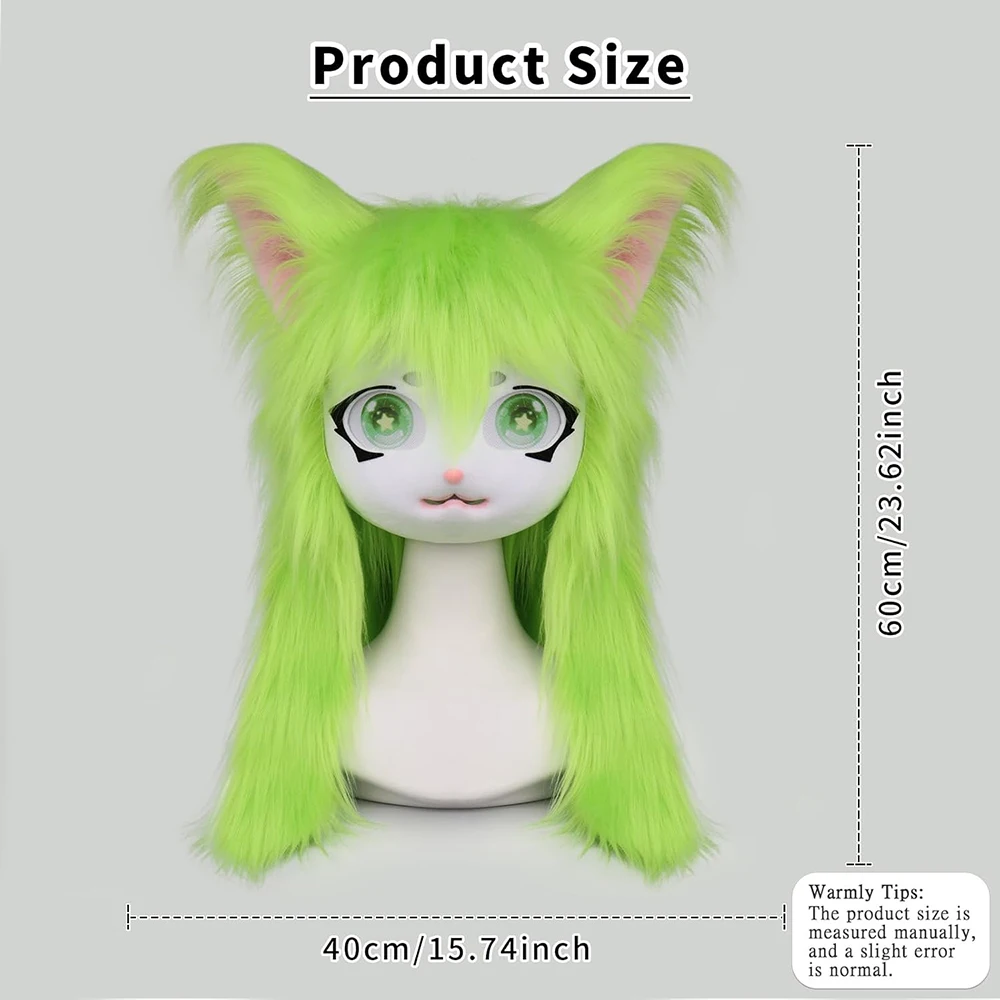 Maschera per la testa di animale in stile Kigurumi deluxe - Adorabile set completo per cosplay di Fursuit indossabile in peluche con orecchie di gatto Lolita