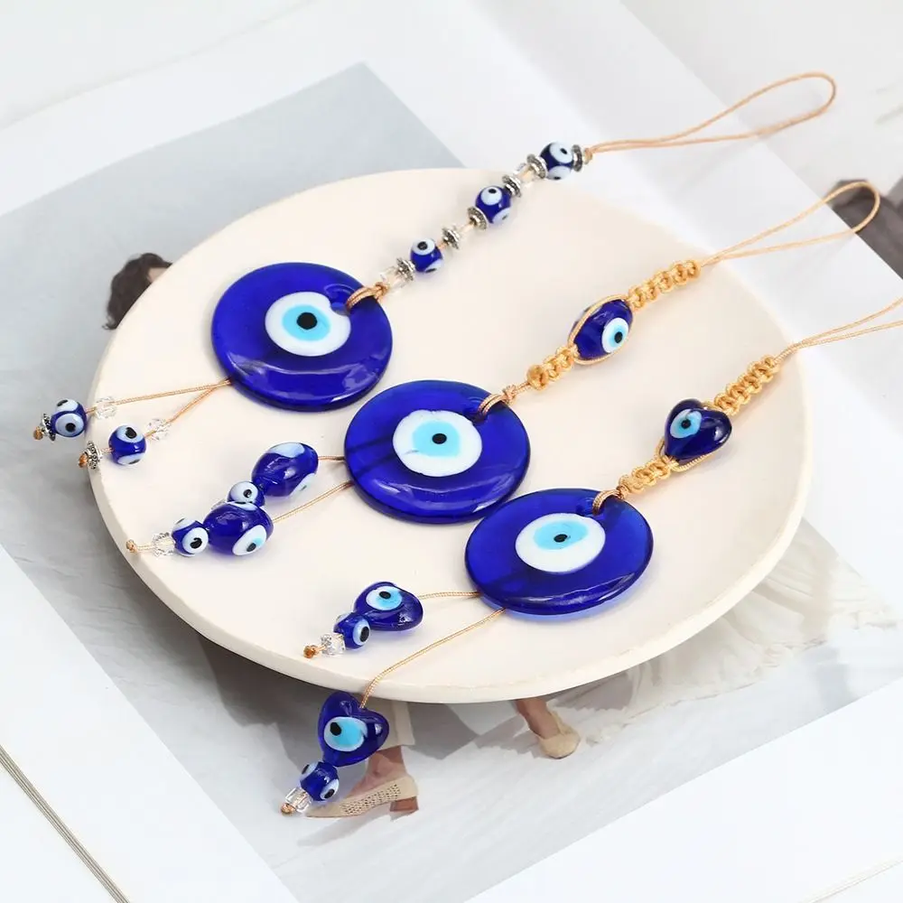 Bead Braided Rope Wall Hanging Liuli Handmade Craft Demon Eye Pendant Car Hanger Decoration Home Wall Hanger Blue Eye Key Chain