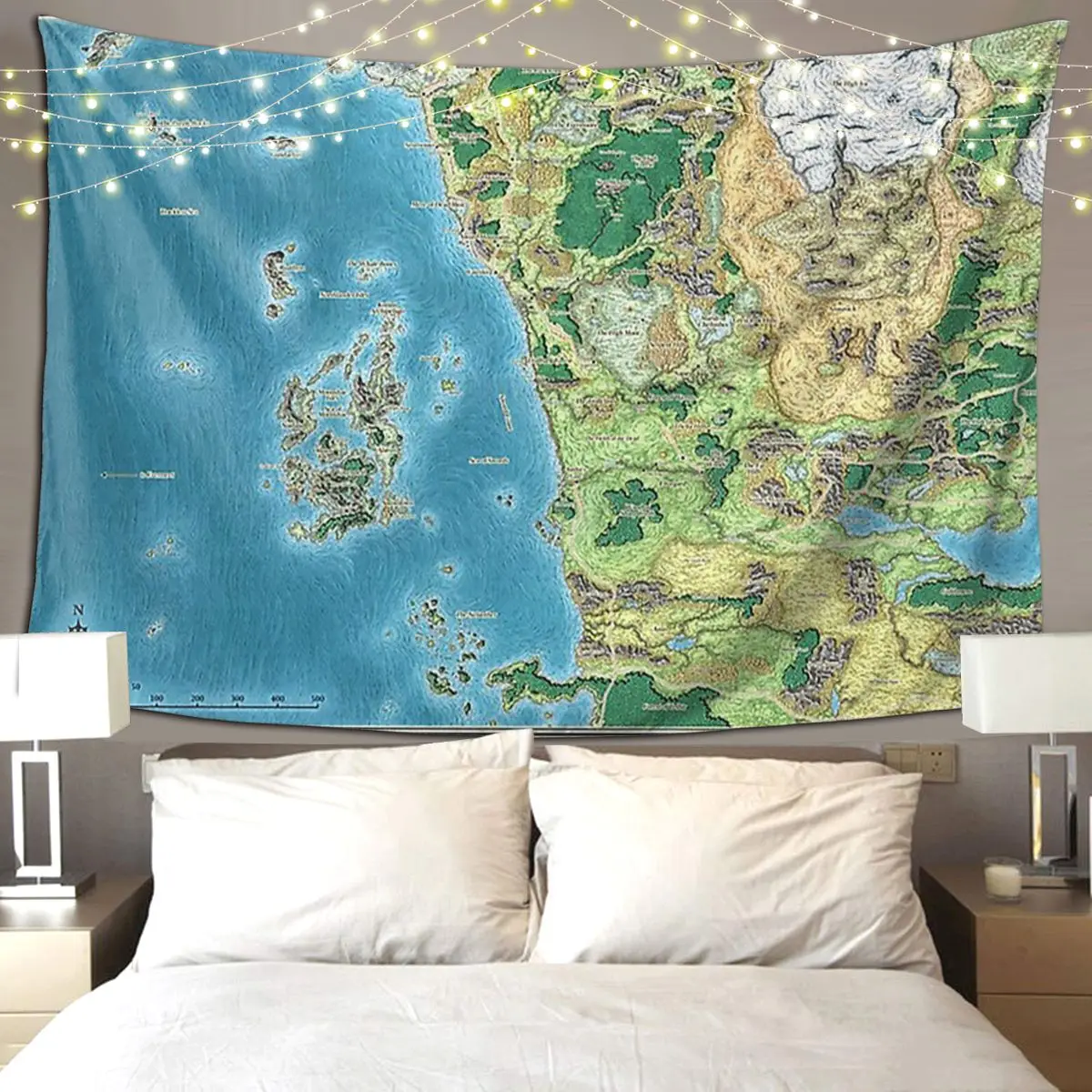 Faerun Map Tapestry Funny Wall Hanging Aesthetic Home Decoration Tapestries for Living Room Bedroom Dorm Room