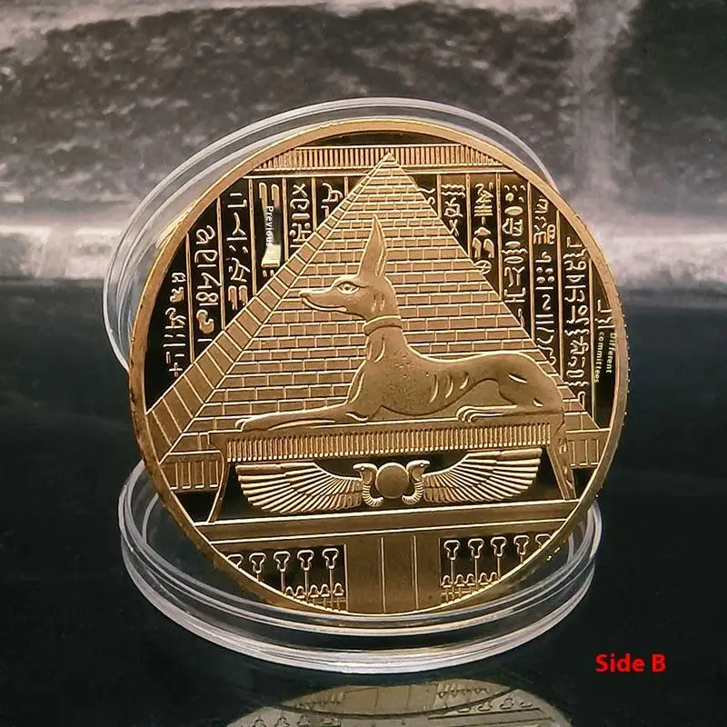 Commemorative Value Token Coin Ancient Egypt Anubis The God Of Death Gold Plated Coin 1 Piece Pyramid Dieb Pattern