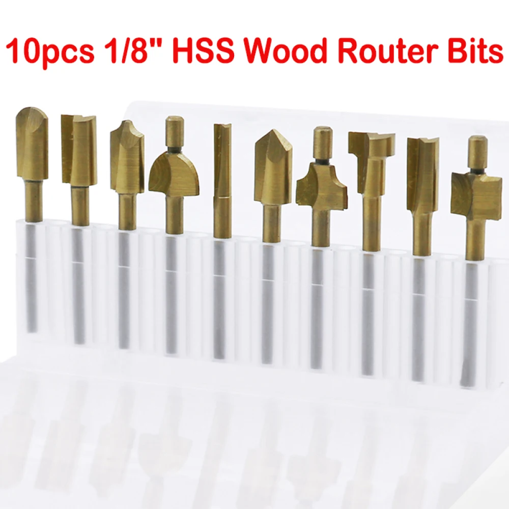 10pcs HSS Router Bits For Dremel Rotary Tool Sets 1/8