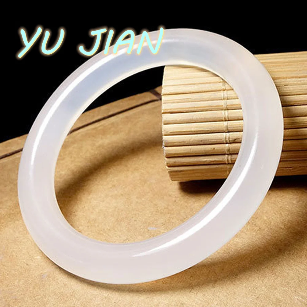 New Ice Transparent Light White Natural Jadeite Bracelet Delicate Elegant Jade Bangle Round Bar Handring Fine Jewelry