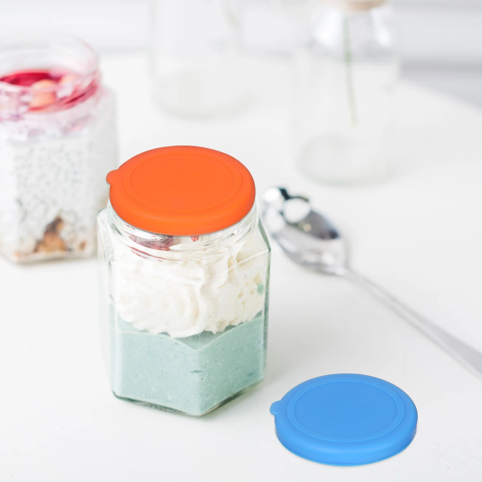 

4Pcs Silicone Can Lids Reusable Food Storage Bowl Covers Leak Proof Food Grade Sauce Container Lids Freshness Sealers