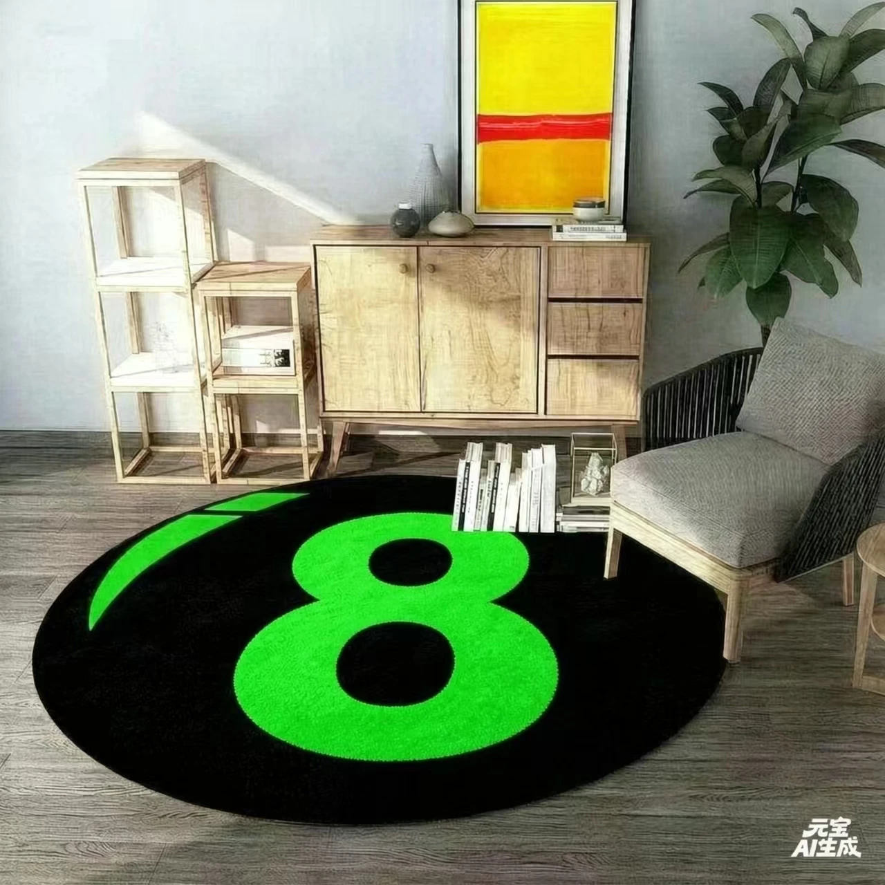 VIKAMA Creamy Style Flannel Round Rug For Living Room, Bedroom Coffee Table Entrance Door Study Carpet And Home Decoration
