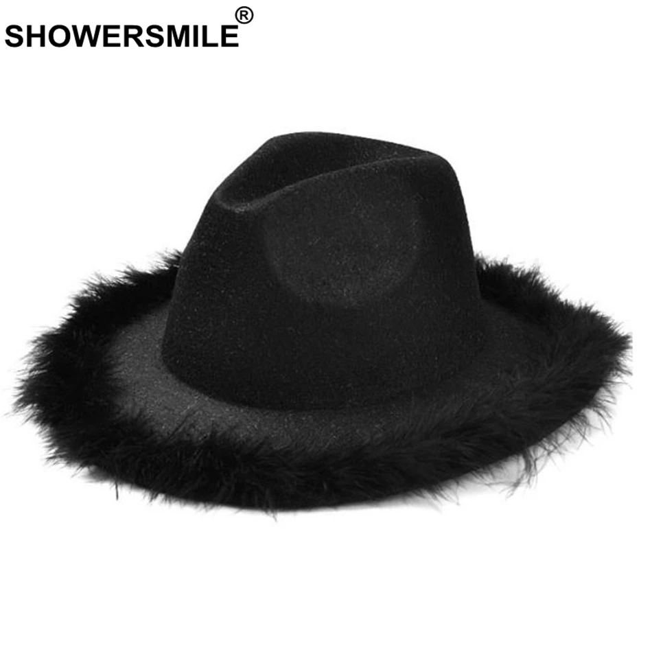 

Black Women Fedora Hat with Feather Vintage Tweed Jazz Hat Female Wool Autumn Winter Caps Fashion Elegant Hat Brand New Design
