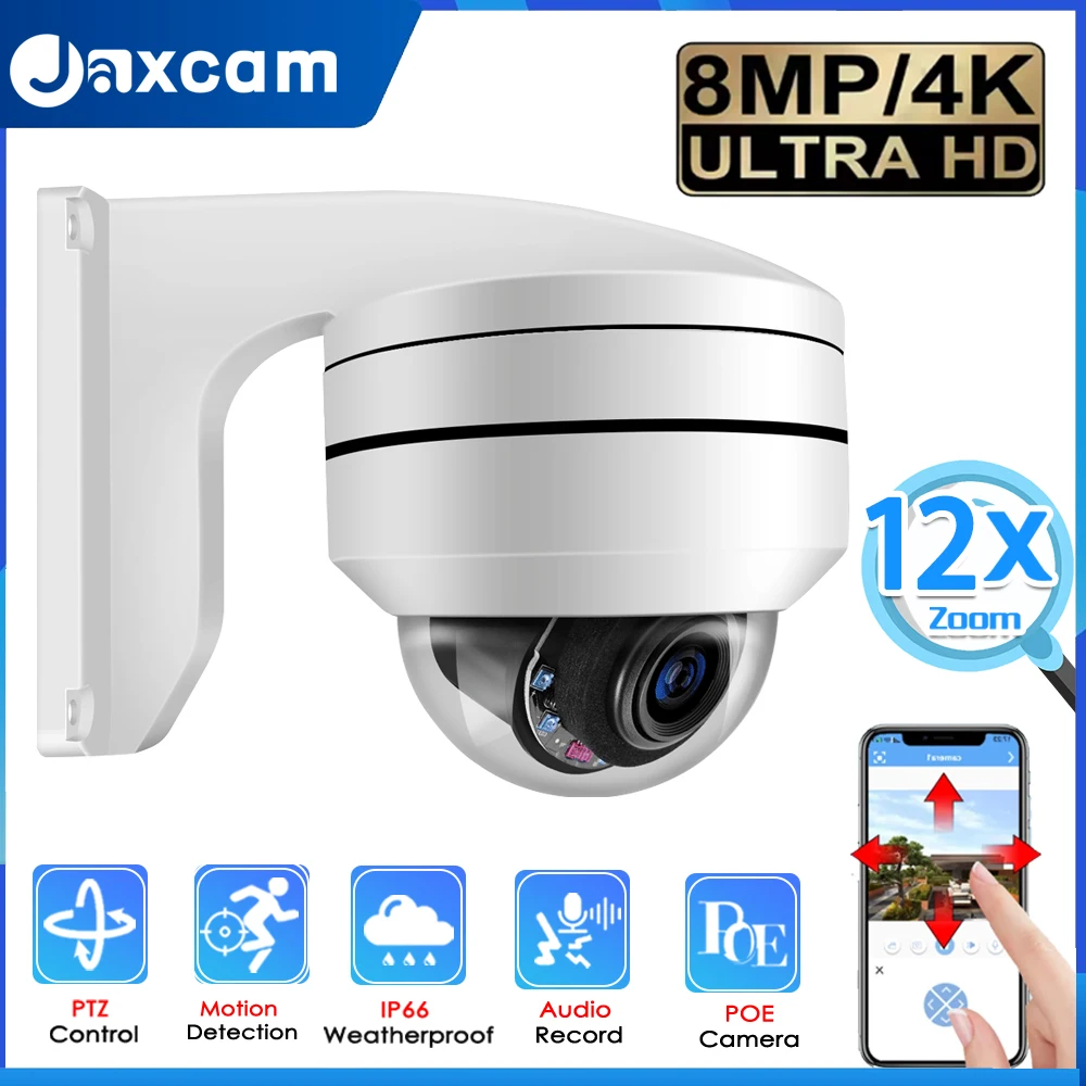 

4K 8MP уличная IP66 PTZ купольная IP-камера POE 10X оптический зум обнаружение движения ночное видение аудио камера видеонаблюдения