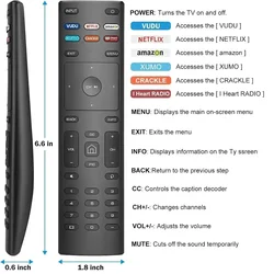 Universal Remote Control XRT136  for D24hnE1 D24hG9 D50xG9 V505G9 for VIZIO TV with VUDU NETFLIX Amazon XUMO CRACKLE iHeart App