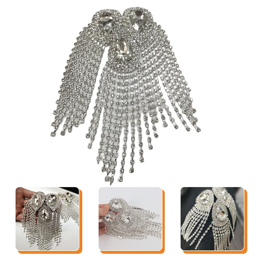 Crystal Tassel Epaulet Shoulder Arm Decoration Jewelry Epaulettes Applique Fringe Women Rhinestones Cloth Accessory Punk