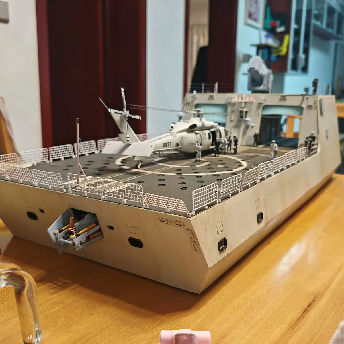 Type 055 Battleship Helicopter Deck Assembly Model 60cm 3D Printed Ships Static Model Kit Ship Toy Ornament Warship Model