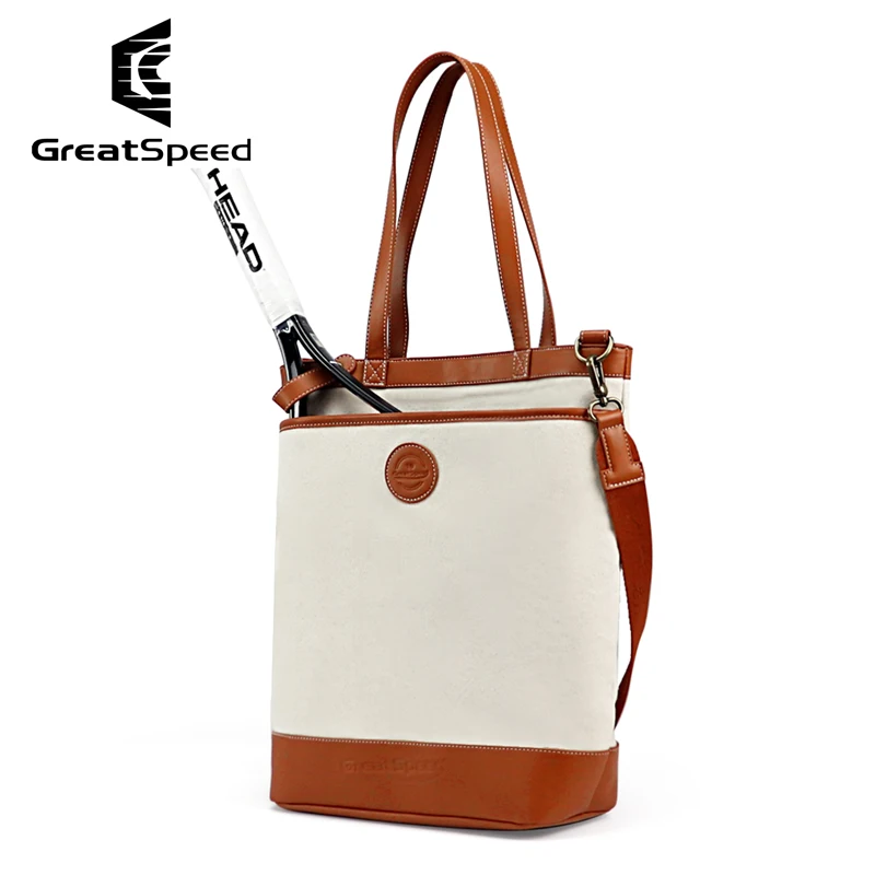 Fashion Tennis Racquet Tote Bag Women Portable Hemp Cloth Squash Badminton Tennis Handbag Gym Pilates Sports Tennis Racket Bags