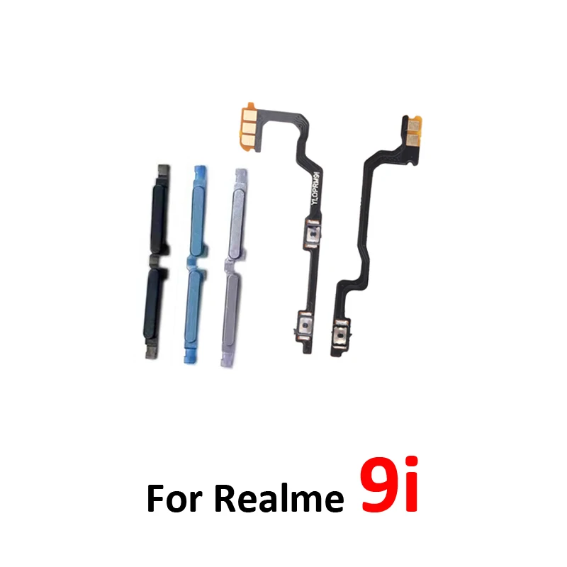 For Realme 9i Phone New Volume Button Up Down External Key On Off Power Internal Flex Cable Repair Parts Black Blue Silver