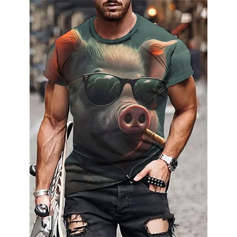 

Gorilla Pig Duck Pattern T-Shirt for Men Funny Animal 3D Printed Tees Fashion Breathable Street Casual T Shirts Short Sleeve Top