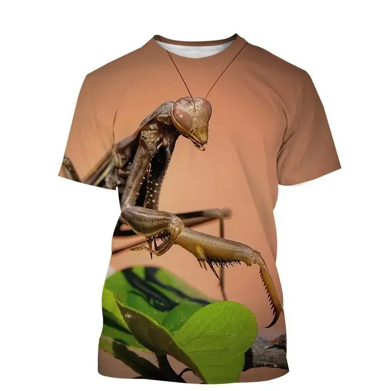 T-Shirts 3D Print Animal Insects Mantis Summer Boys Girls Unisex Fashion Oversized Round Neck T Shirt Kids Tees Tops Clothes