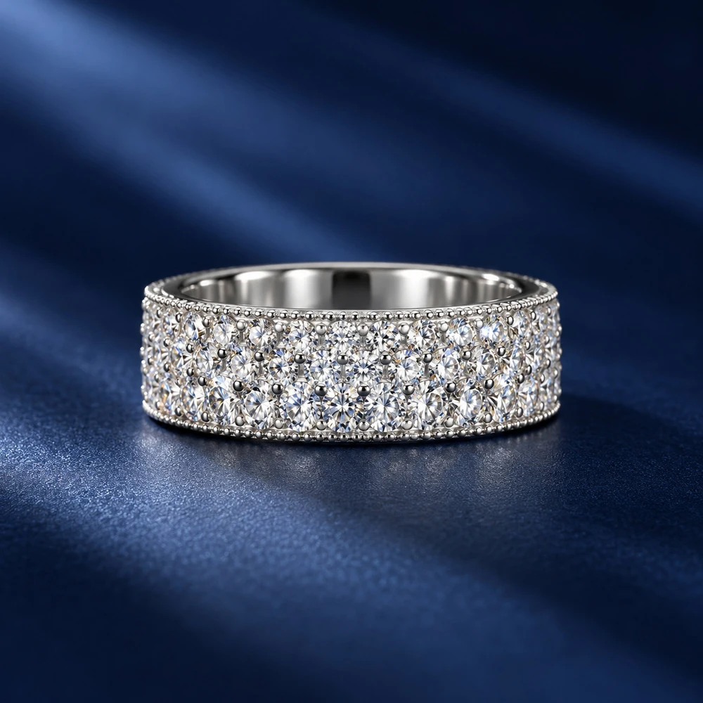 KNOBSPIN Pear Cut 0.5CT Moissanite Eternity Ring D VVS1 925 Sterling Silver 18K Plated Women Stackable Wedding Band Drop Shiping