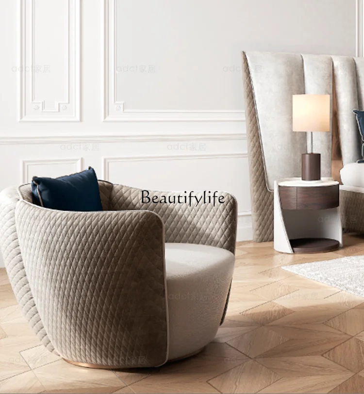 

Light luxury sofa chair living room single sofa fabric leisure chair