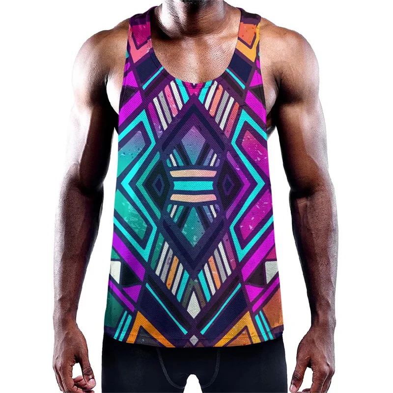 Harajuku 3D Print Tribal Aztec Trippy Styles Tank Top Kid Cool Streetwear Short Sleeveless Men Fashion Gym Sports Tank Tops Vest