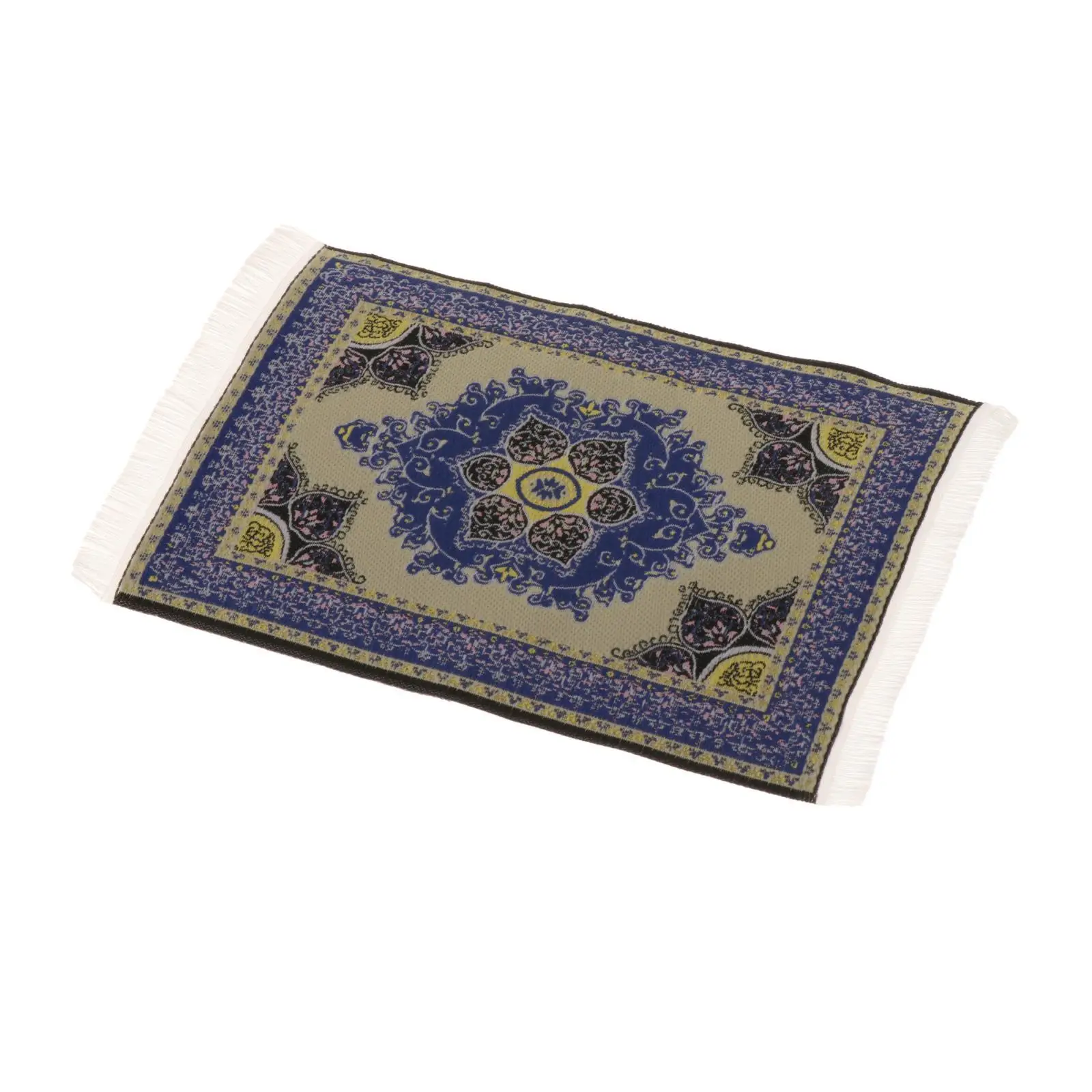 1:12 刺繍ドールハウスラグ床材家具タッセル付きドールハウス