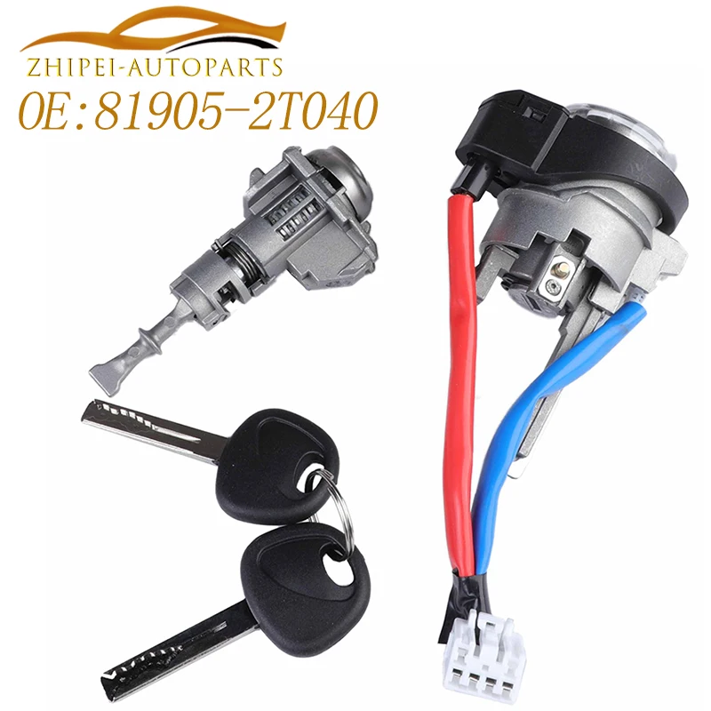 819052 Commutateur de cylindre de serrure d'allumage T040 avec clés voiture 81905-2T040 81900-1WK00 819001 WK00 pour KIA RIO 2013-2017 OPTIMA 2011-2015