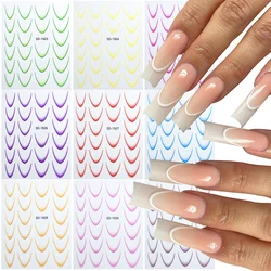 3D Nail Stickers French Manicure Gradient Line Flower Nail Art Designs Self-Adhesive Nail Tips Guides for DIY Decoration