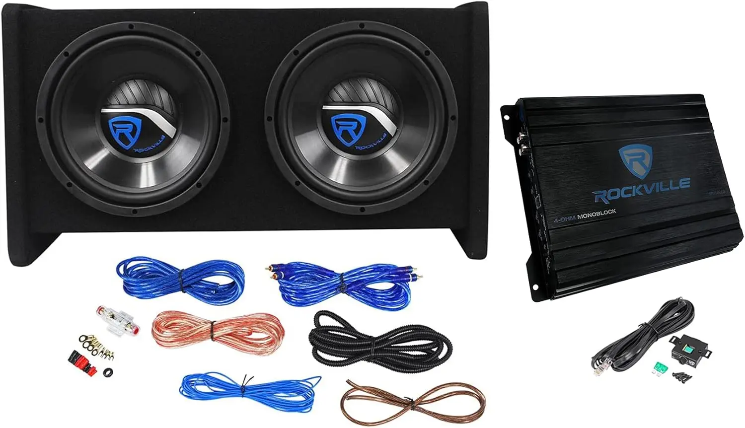 

RV10.2B 1000W Dual 10" Car Subwoofer Enclosure, Mono Amplifier, Amp Kit, Ported Design, Deep Bass, Easy Install