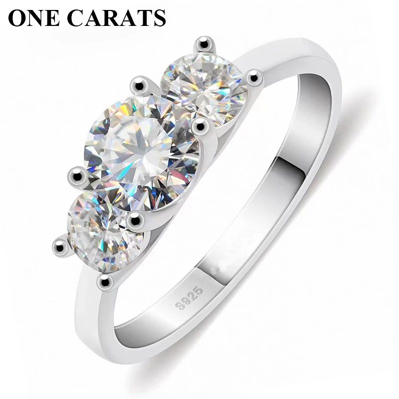

ONE CARATS 2-4CTMoissanite кольцо для женщин стерлингового серебра 925 пробы с камнем обручальное кольцо D цвет VVS1 ювелирные изделия со сверкающими бриллиантами