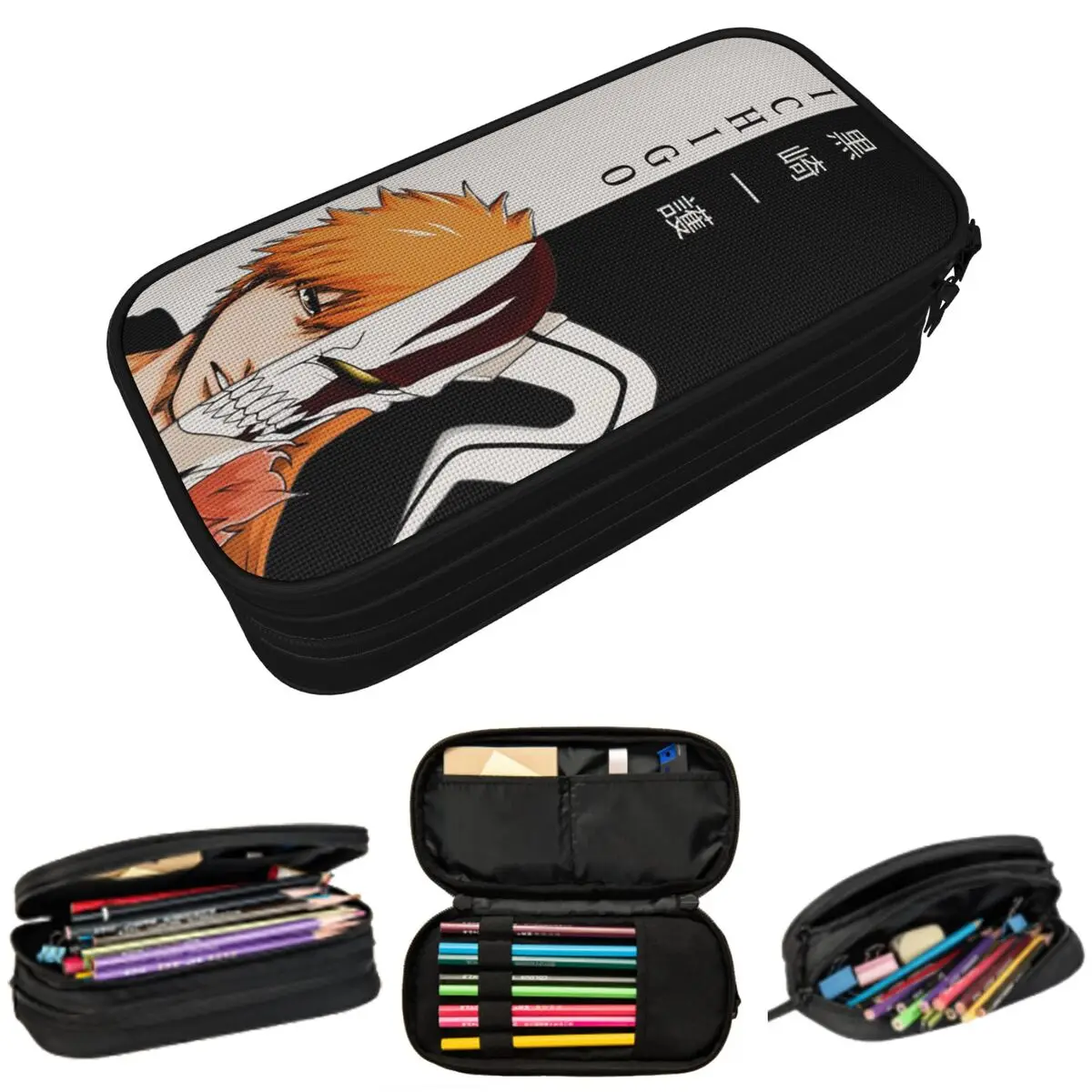 Ichigo Kurosaki Anime Bleach Federmäppchen für Jungen und Mädchen, Schule, Stiftbox, Bleistiftbeutel, Schreibwaren, Stifthalter, Tasche