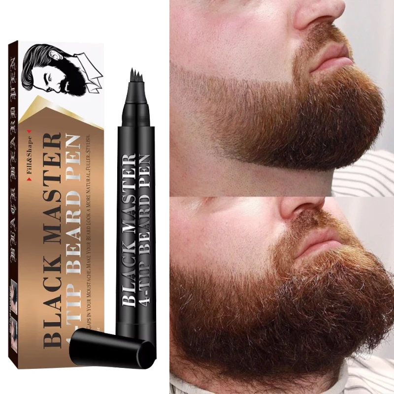 Beard Filling Pen Facial Beard Shaping Enhancer With Brush Waterproof Black Brown Coloring Pencil Men Cosmetic Styling