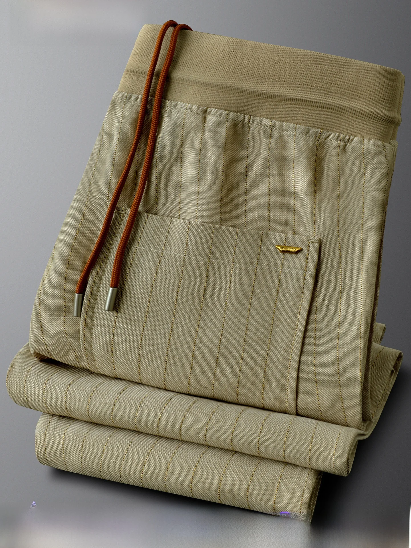 

Льняные повседневные брюки в полоску для мужчин, зауженные, весенне-летние, тонкие, дышащие, с эластичным поясом, прямые, для работы, длинные