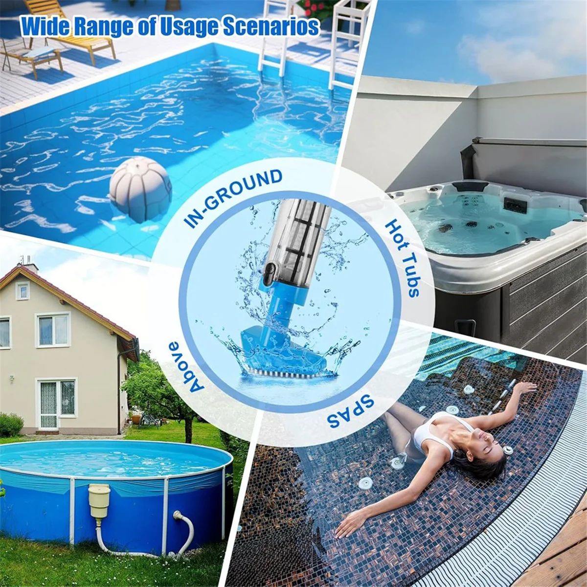 

【Today-Only!】US PLUG 3 in 1 Cordless Pool Vacuum,Handheld Pool Cleaner for Spas,Hot Tubs and Small Pools for Sand and Debris