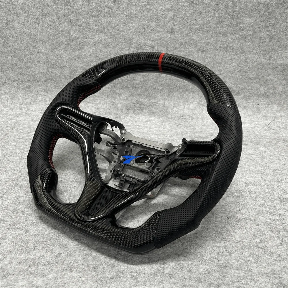 Custom carbon Fiber Red line Black Leather Steering Wheel For Honda civic 2007