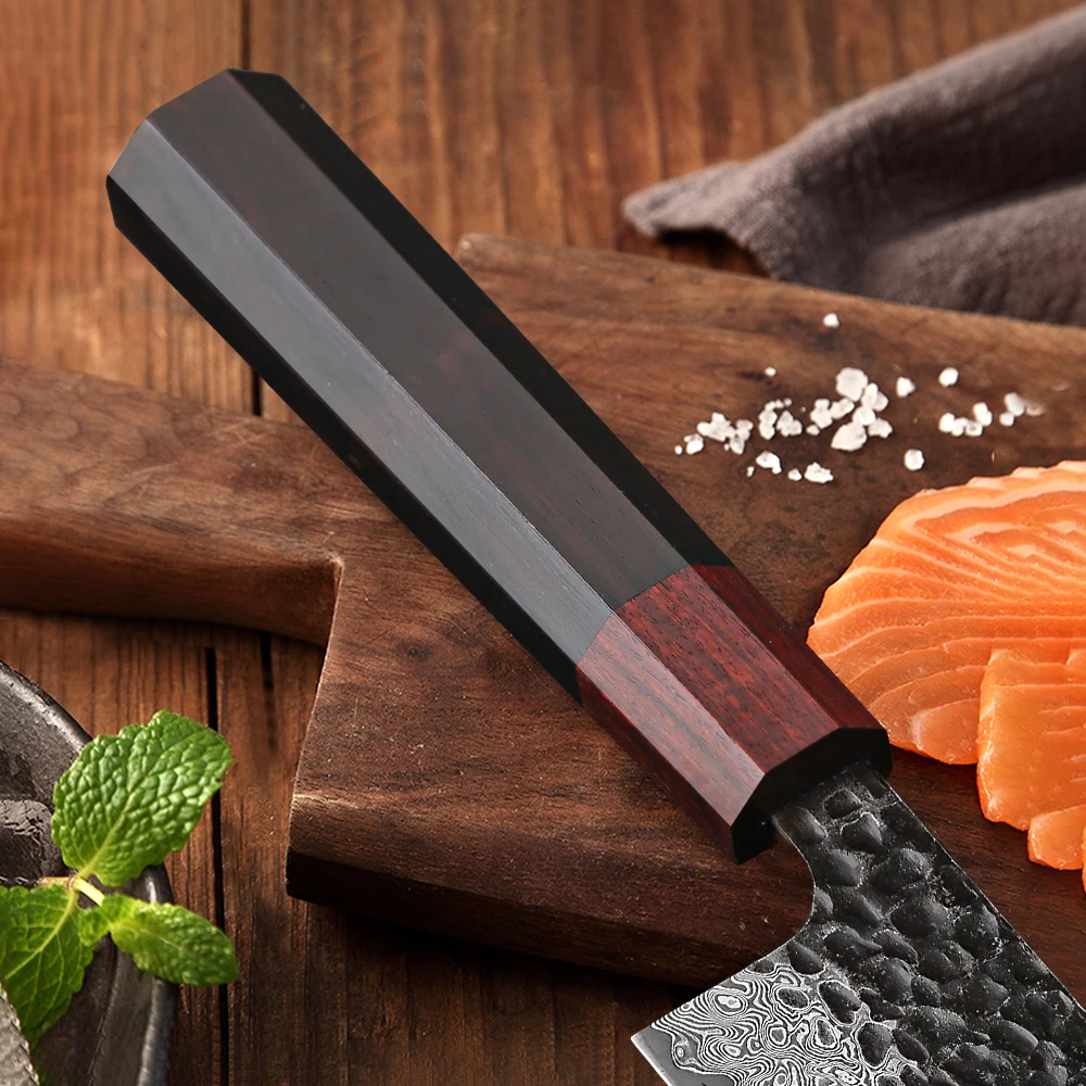 F.YOUNG Japanese Chef Knife Damascus Steel Professional Kitchen Knives Meat Slicing Sashimi Utility Hand Forged Cooking Utensils