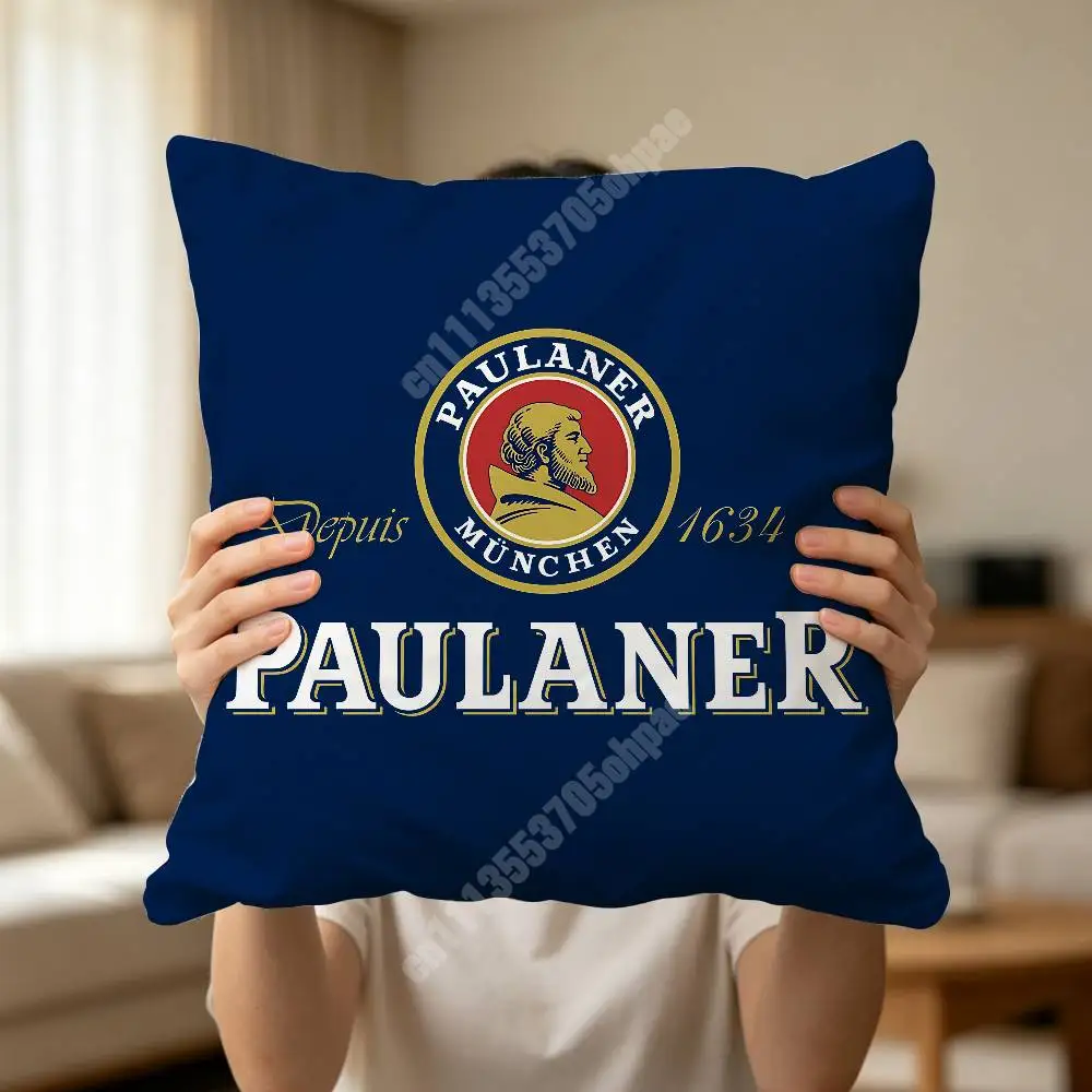 P-Paulaner Beer B-Brewery Munich Spezi Printed Pillow Cover Sofa Couch Cozy Holiday Party Furnishing Household Gift