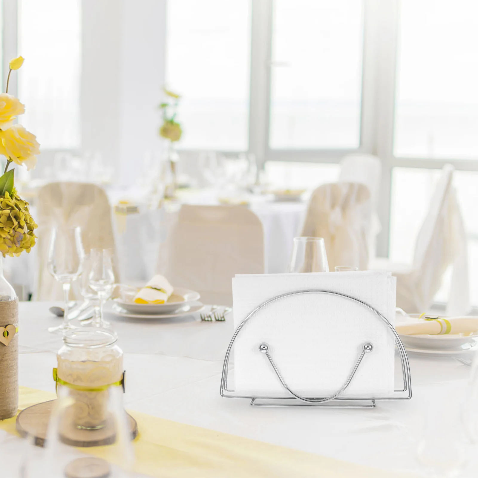 

Half Round Paper Napkin Holder Iron Kitchen Countertop Organizer Rustic Tabletop Napkin Stand For Dining Room Metal Tissue