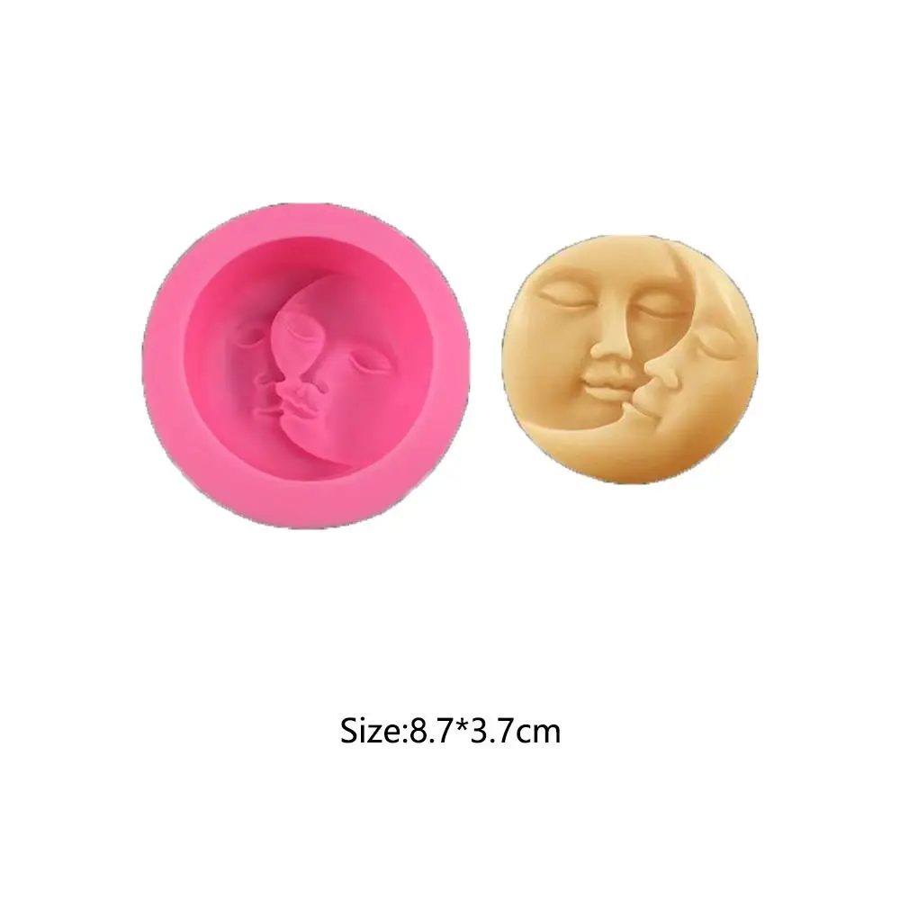 DIY Sleeping Moon Kids Baby Silicone Candle Mold Mother Sun\'s Face Aromatherapy Gypsum Drop Glue Mold Handmade Soap Mold