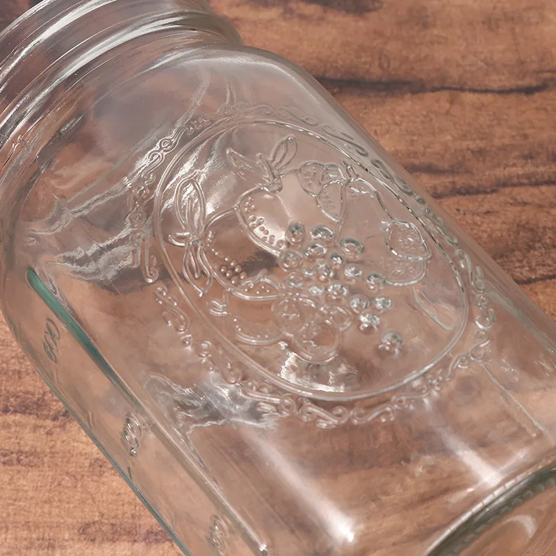 Vintage American Tobacco Carved Thickened Large Capacity Mason Glass Bottle, Cut Tobacco Fragrance Jar, Moisturizing Sealed Bott