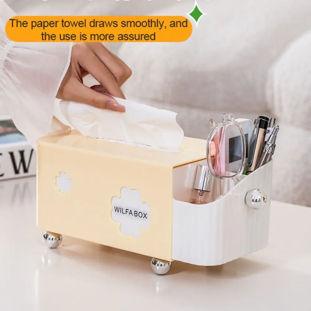 

Large Capacity Desktop Storage Box Space Saving with Spring Tissue Box Plastic Smooth Extraction Napkin Dispenser Household