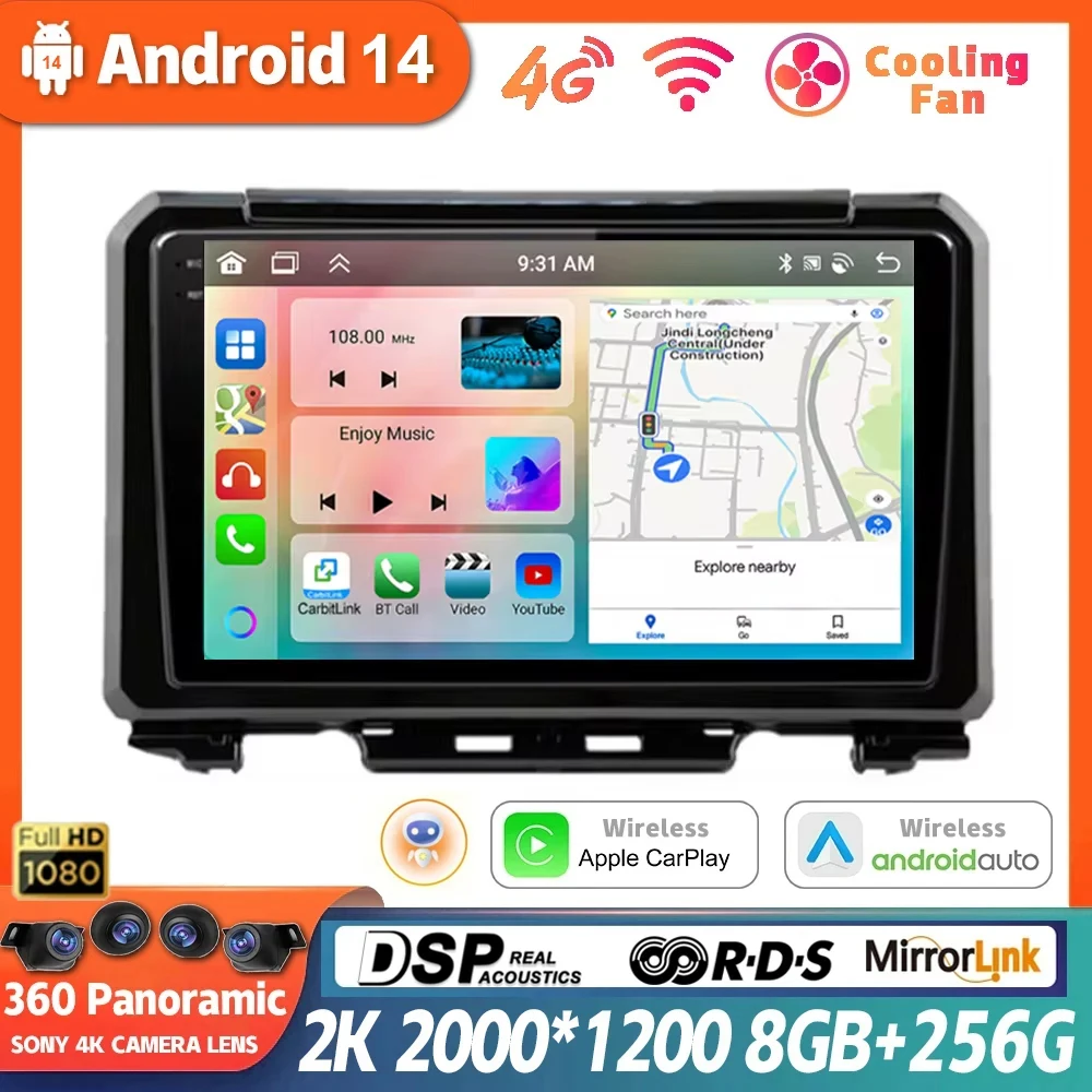 Android 14 For Suzuki Jimny 2018 2019 2020 Car Radio Multimedia Stereo Video Player WIFI Navigation Carplay Auto DSP 360 Camera