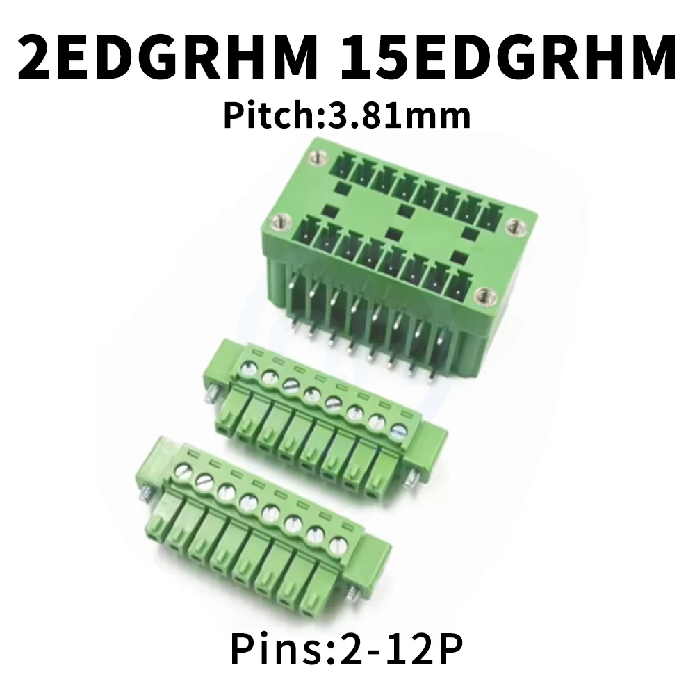 (5 pcs)KF 2EDGRHM 3.81mm Double Layer with Flange Lugs PCB Soldering Board Double Row Bent Pin Soldering Holder 15EDGRHM 2*2~12P