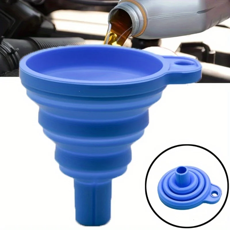 

Motorcycle Engine Oil Funnel Car Universal Silicone Liquid Funnel Foldable Portable Car Oil Change Funnel Telescopic