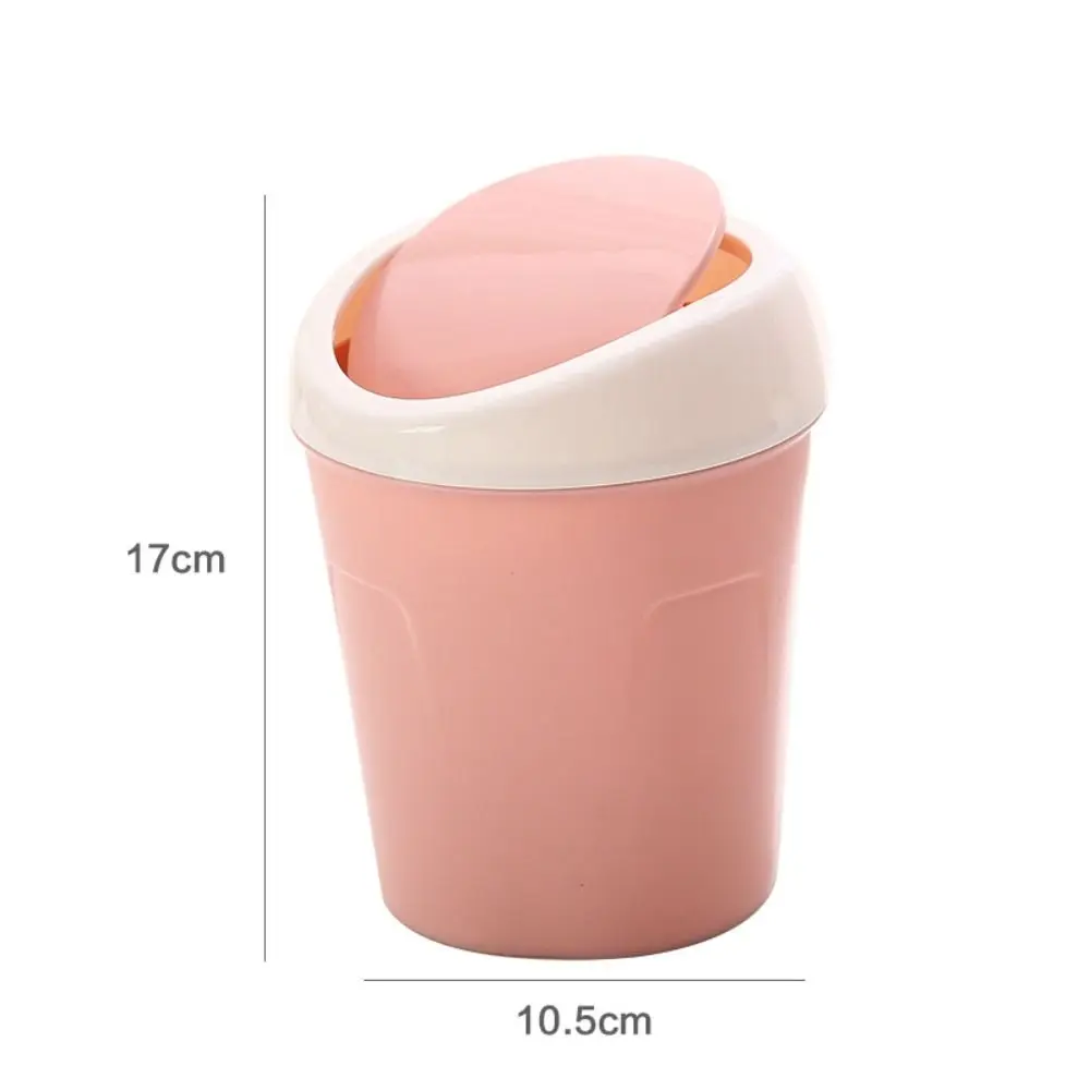 Mini Trash Can Creative Swing Cover Small Rubbish Can Plastic Storage Box Bedroom Bathroom Office Dorms