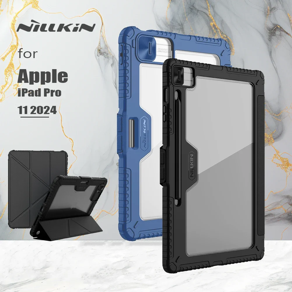 

NILLKIN для Apple iPad Pro 11 2024, кожаный защитный чехол с защитным чехлом для камеры с держателем для ручки, полная защита