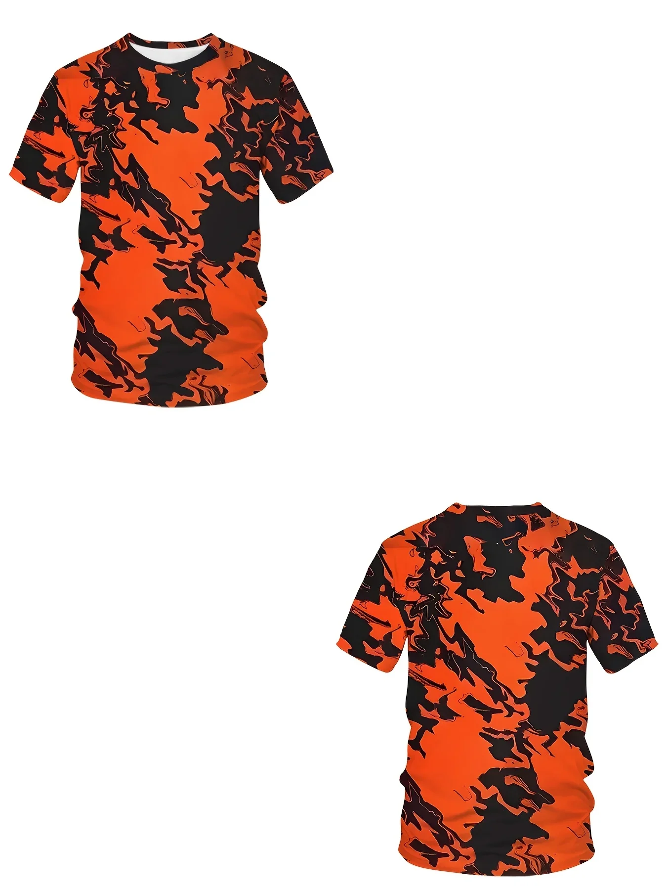 3D Orange Black Splatter Print Men T Shirt Fashion Street Style Short Sleeve Casual Graphic Tee