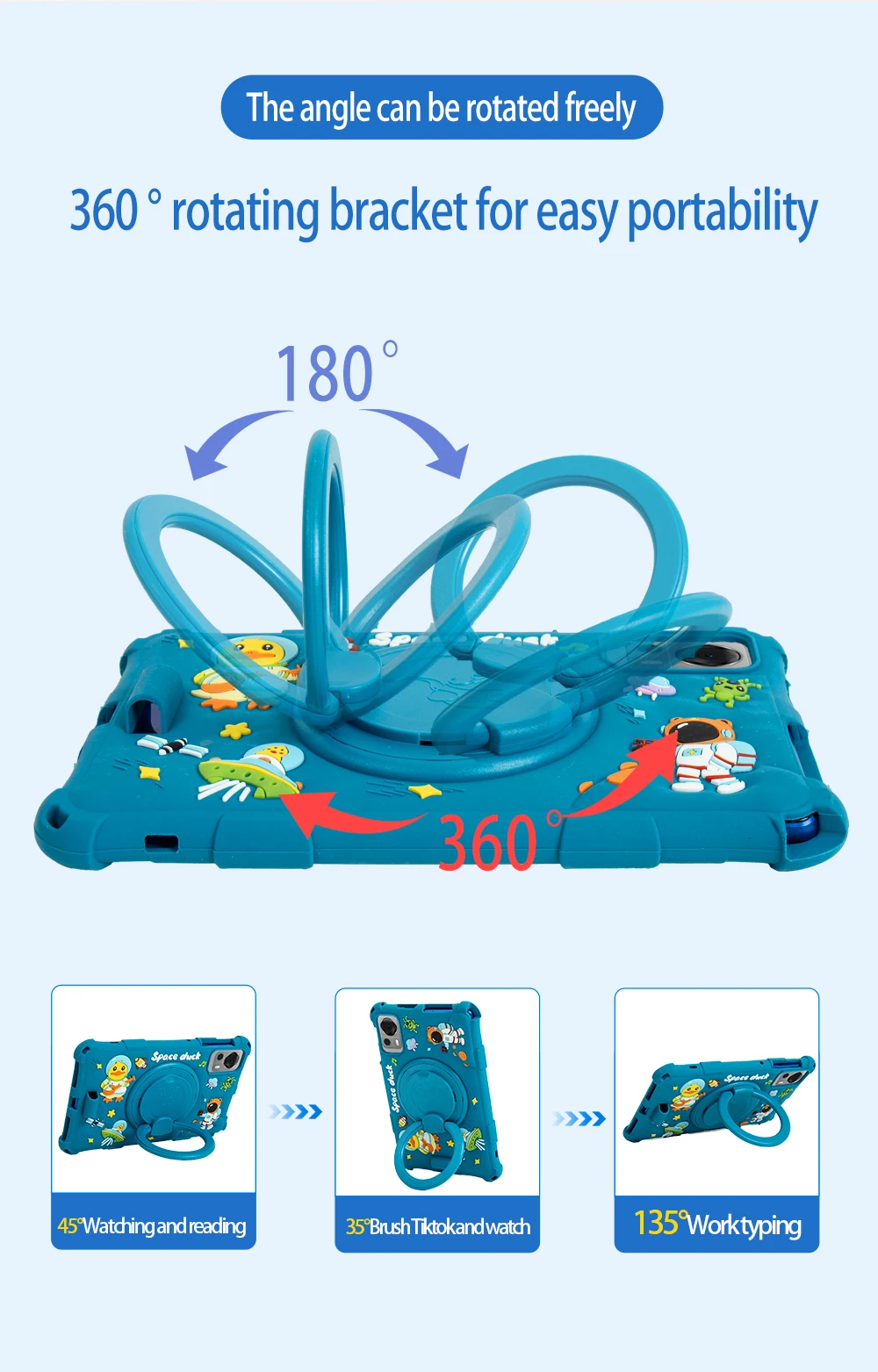 Case Universal For Alldocube IPlay 60 Mini Pro 50 Mini 8.4 inch 360 Rotating Cover With Handle Grip Shoulder Strap Kids Cartoon