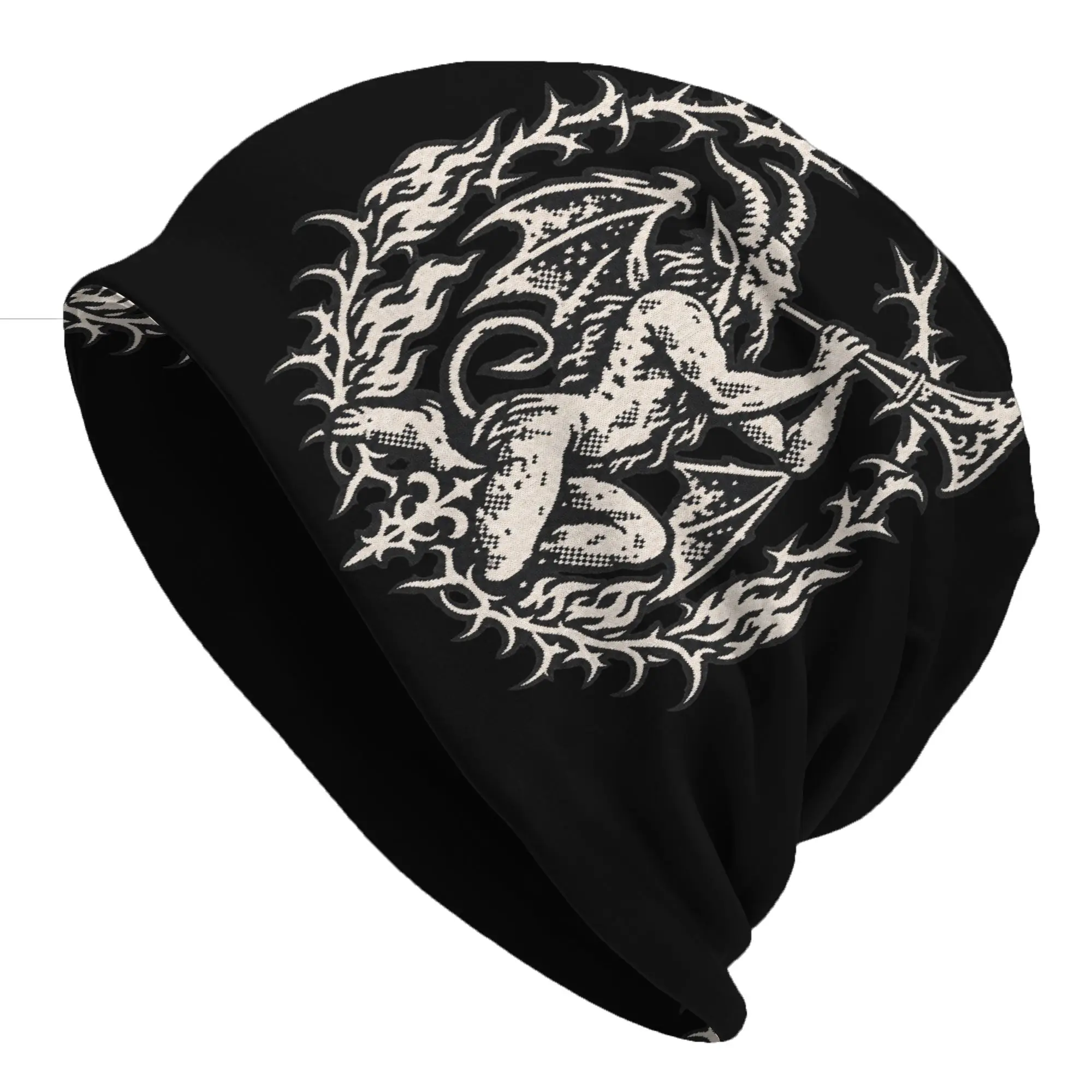 Autumn Styles Bonnet  Men Women's Thin Hat Demon Blowing Horn Print Fall Cap Design Skullies Beanies Caps
